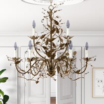 Newest Petite Gold Leaf Iron-Acrylic Chandelier